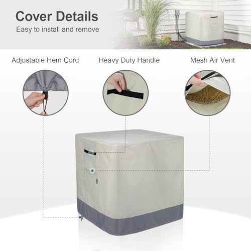 STEECA Air Conditioner Cover for Outside Units, Outdoor Waterproof Square Central AC Cover Fits up to 36L x 36W x 40H inch