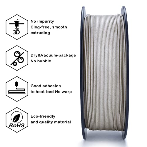 Image of ZIRO PLA Stone Filament 1.75mm, Nature Rock-Like 3D Printer Filament, 1.75mm, Fits for Almost All FDM 3D Printers, 1KG /2.2lbs Spool, Straw