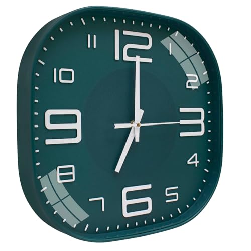 Image of TEKCOOL Plastic Analogue Wall Clock 12 inch Silent Quartz Decorative Wall Clock Non-Ticking Classic Clock Batery Operated Round Easy to Read for Room /Home /Kitchen /Bedroom /Office /School.Green Green