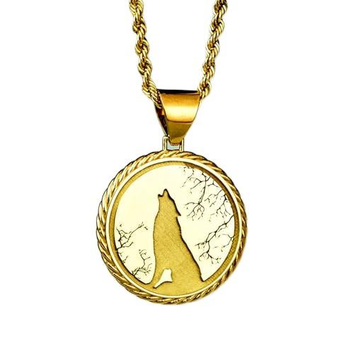 Loup hurlant en argent 925 et bijoux plaqués or à la finition joaillerie