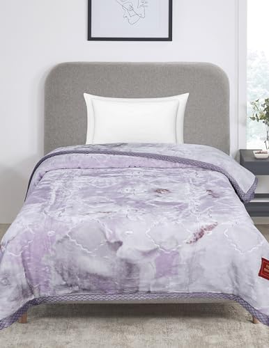 Image of Petals Dreams Snow Drop Blanket Single Bed for Moderate Winter, 900 GSM, 2 Ply, Cloudy Mink Blanket (160x220 cm) (Light Purple)
