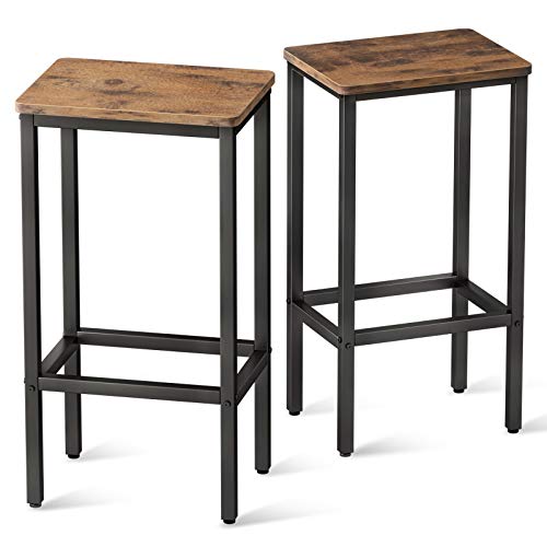 ODK Bar Stools Set of 2, Counter Height Stools, 25.6" Stools for Kitchen with Footrest, Industrial Footstools Vintage