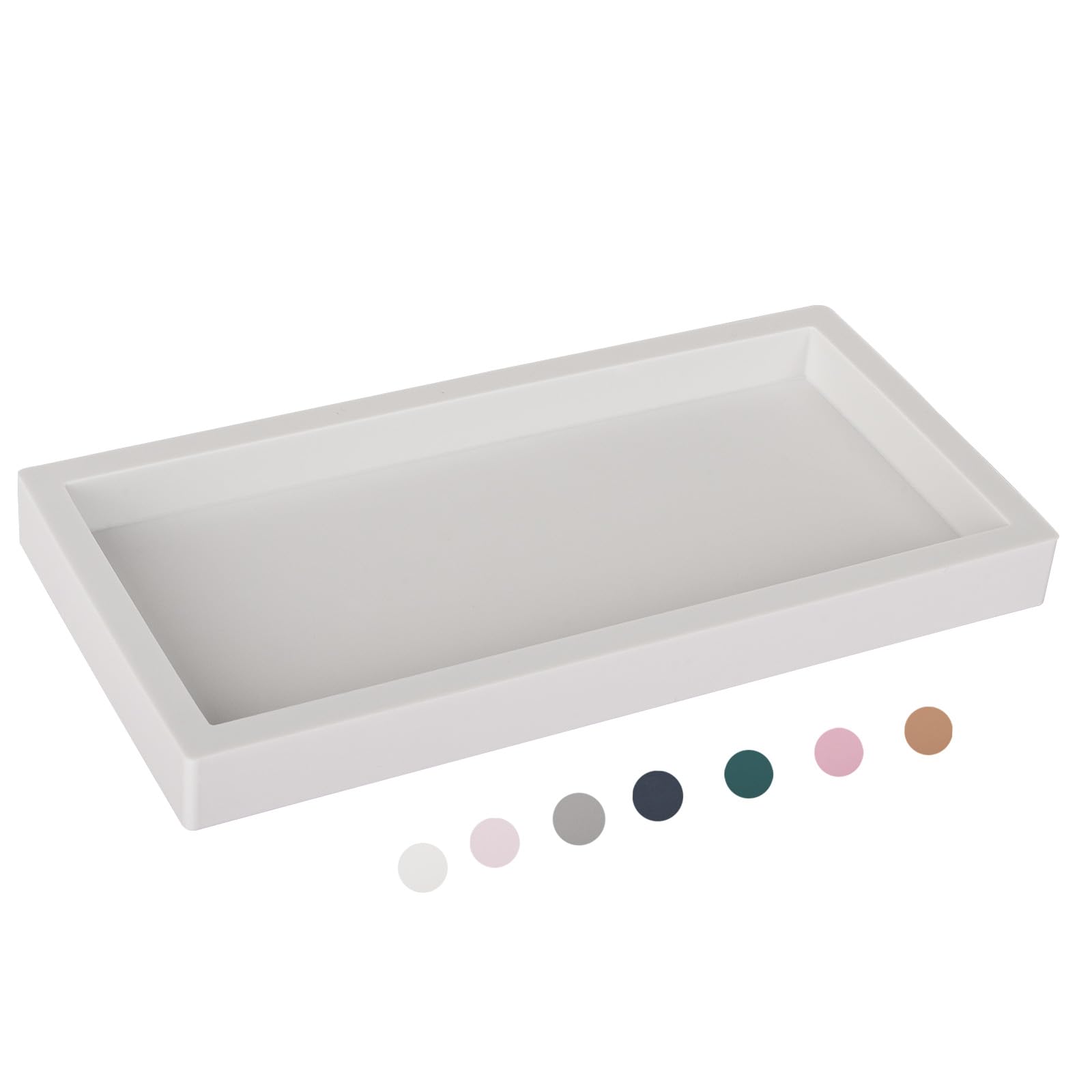 Bathroom Vanity Tray Dish Soap Holder Sink Organizer, Greyish White