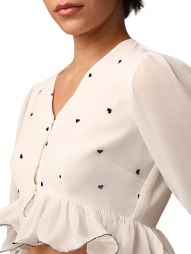 Image of ONLY Women's Polyester Solid Regular Fit T-Shirt