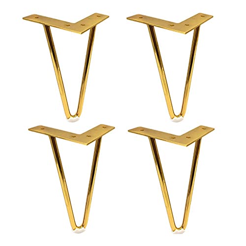 Juego de 4 Patas de Mesa Doradas Modernas de Mediados de Siglo, de Metal de 10 cm, para sofá, Mesa de Centro, Banco, Silla con pies Protectores.