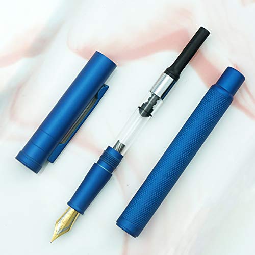 Image of Asvine Blue Forest Fountain Pen Fine Nib, Classic Design with Converter and Metal Pen Case, The Light of Hope Serise