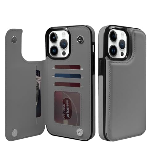 Étui iPhone 14 Pro Max portefeuille en cuir violet à rabat et double fermoir magnétique