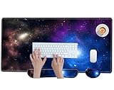 Gaming Mouse Pad Galaxy Desk Mat Large Mousepad and Keyborad Wrist Support Computer Mat for Wrist Rest XXL Desk Pad 3 in 1 Mouse Mat Non-Slip Rubber Base