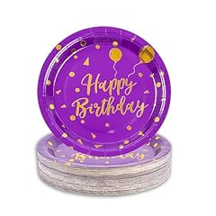 Purple-Gold Happy Birthday-50PCS-7inch