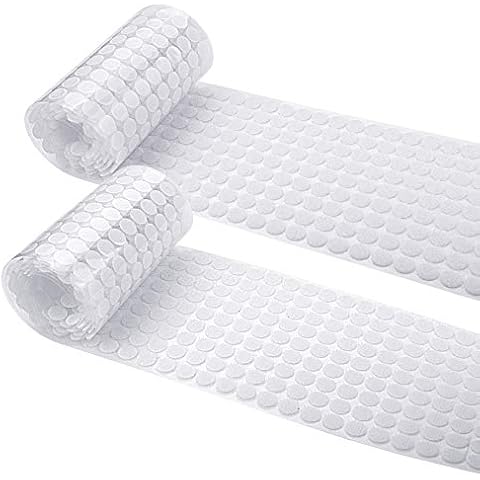 1008pcs 2/5" 10mm Diameter Sticky Back Coins Hook and Loop Self Adhesive Dots Tapes White Cover