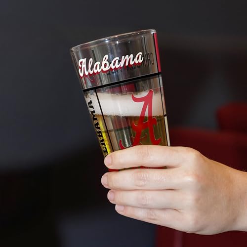 Image of Logo Brands NCAA oz Stained Glass Pint Glass - 3D Embossed Logo & Bold Team Colors - Durable Sports Fan Beer Glass for Home, Bar & Tailgates