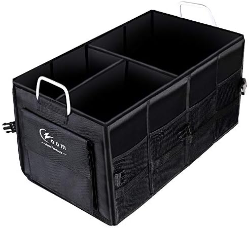 Czoom Car Trunk Organizer for SUV, Truck, Auto, Vehicle, Minivan, Home - Heavy Duty Portable Collapsible Cargo Storage - Durable Construction - Multi Compartments Cargo Carrier Caddy (Black)