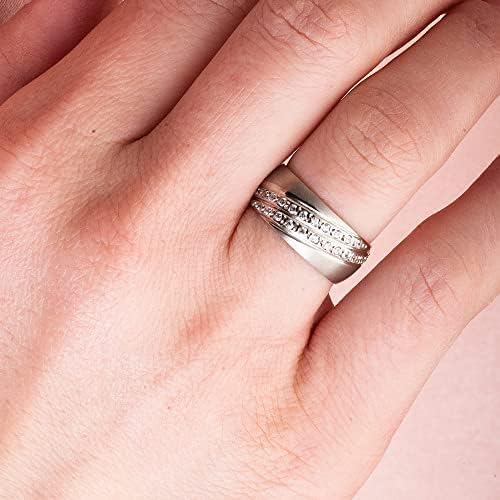 Conjuntos de anillos de bodas de plata Conjunto de anillos de bodas a juego para parejas de Plata de Ley 925 Conjunto de anillos de bodas de plata personalizados para hombre y mujer
