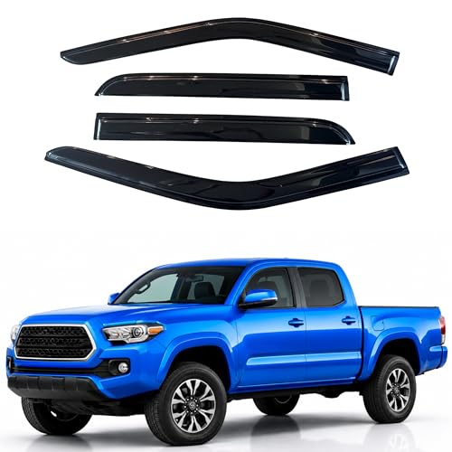 Image of IG Window Visors Fit for 2016-2023 Toyota Tacoma Double Cab, Out-Channel Rain Guards Vent Wind Deflectors 4PC, Truck Accessories for 16-23 Tacoma Crew Cab (Full-Size Cabs Only)