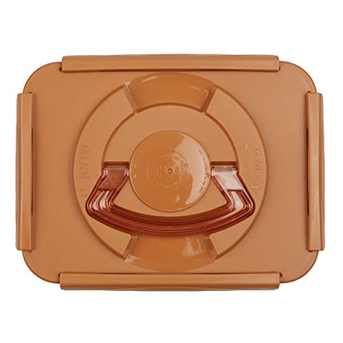 Image of Crazy Korean Cooking Premium Fermentation and Storage Container for Kimchi, Sauerkraut with Inner Vacuum Lid, Sand Brown (5.2 L)