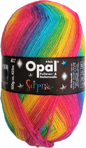 Opal/Sockenwolle / 4 ply/fädig / 1 x 100g. / Regenbogenfarben/Surprise/Pulloverwolle Cover