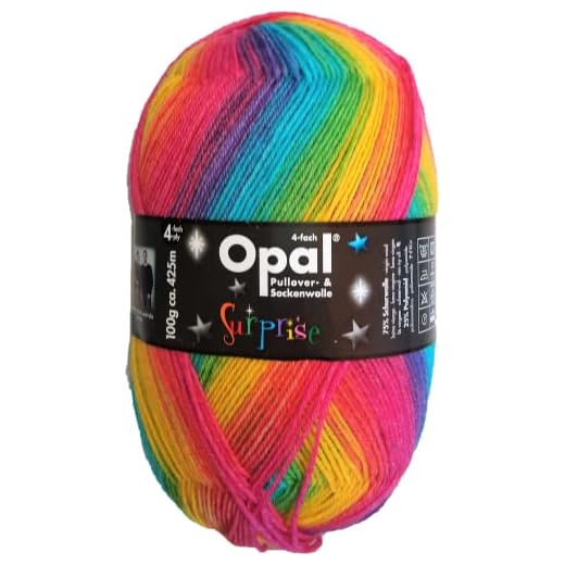 Opal/Sockenwolle / 4 ply/fädig / 1 x 100g. / Regenbogenfarben/Surprise/Pulloverwolle