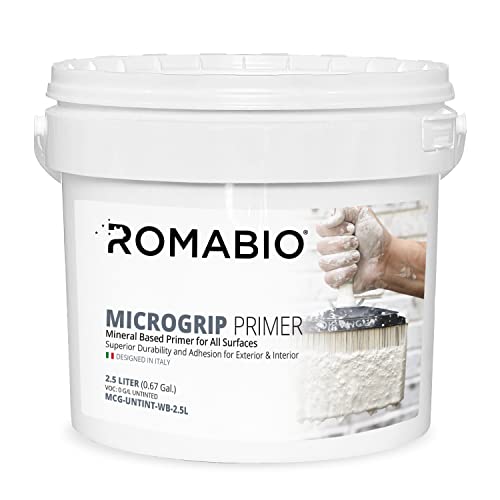 Romabio MicroGrip Primer, Interior/Exterior, Mineral Paint Primer, 2.5L/0.67GAL