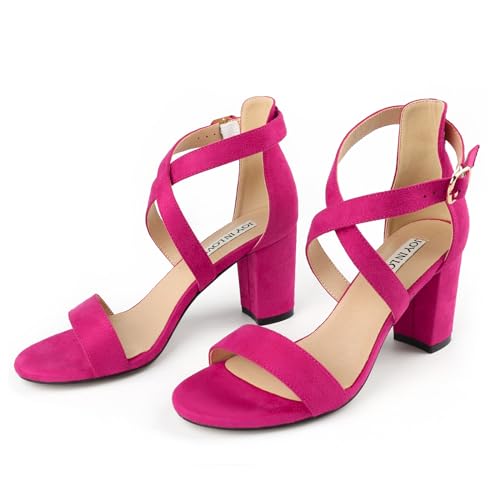 Image of JOY IN LOVE Women's Chunky Block Heels 3 Inch Ankle Strap Low Heel Sandals