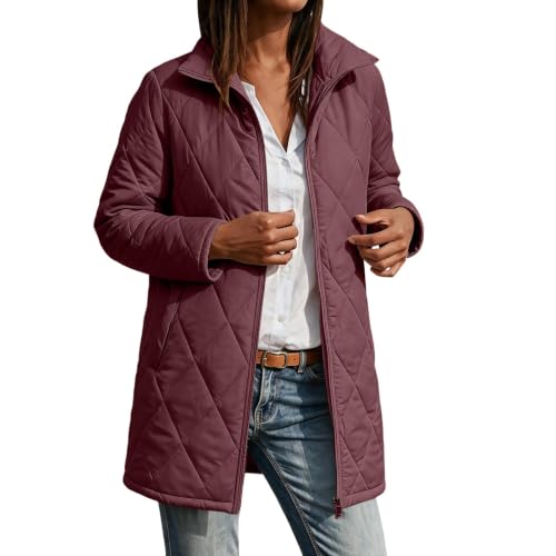 Quilted Jackets for Women Lightwight Fall Winter Mid Length Padded Coats - image 7
