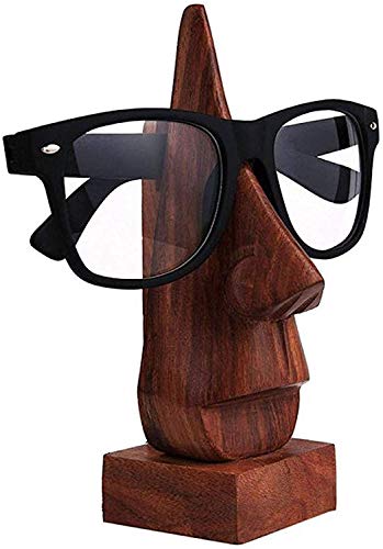 Wooden Spectacle Holder Nose Shaped Eyeglass Holder Display Stand Sunglasses Holder Specs Stand Classic Sheesham Nose-Shaped Eyeglass Spectacle Holder