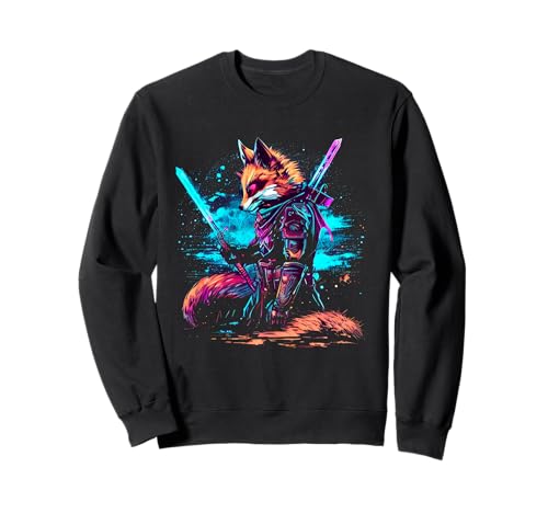Neón Cyberpunk Animal Samurai Guerrero Sudadera