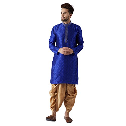 Image of SOJANYA Men's Silk Blend Solid (Since 1958, Kurta & Dhoti Set