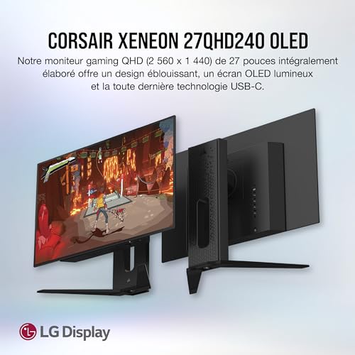 Corsair XENEON 27QHD240 Moniteur de Jeu OLED 27 Pouces 2560 x 1440 240Hz 1ms FreeSync Premium HDR10 DisplayPort HDMI USB C - vue 2