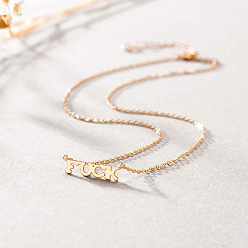 Mevecco Fuck Necklace 14K Gold Plated Inspirational Necklace Friendship Personalized Customization Necklace Jewelry Gift For Her #TOP3