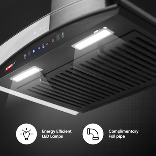 Image of 60 cm 1250 m /hr Wall Mounted Kitchen Chimney (SLEEK PLUS BK 60, Touch Control, Baffle Filter, Black) - 7 Years Motor Warranty | Proudly Made in India (Baffle Filter)