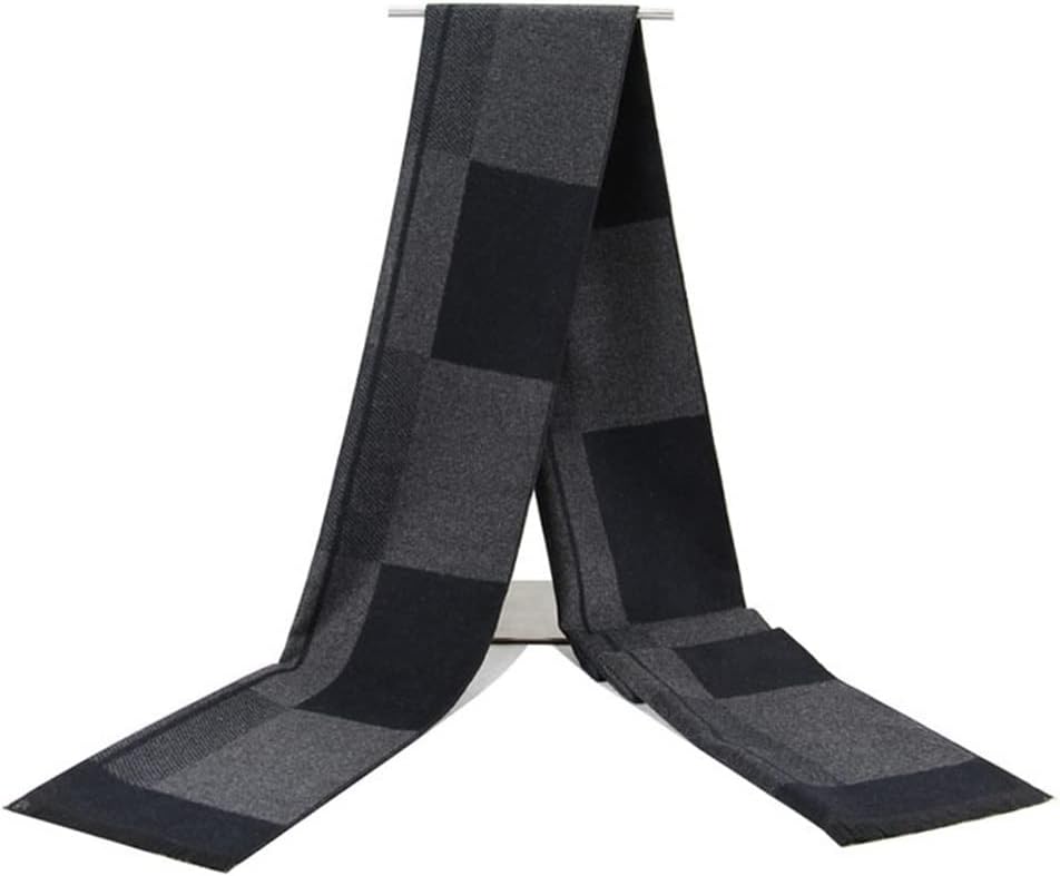 Autumn and Winter Scarf Men's Business Casual Winter Brushed Warm Scarf Fashion All-Match Plaid Scarf(E)