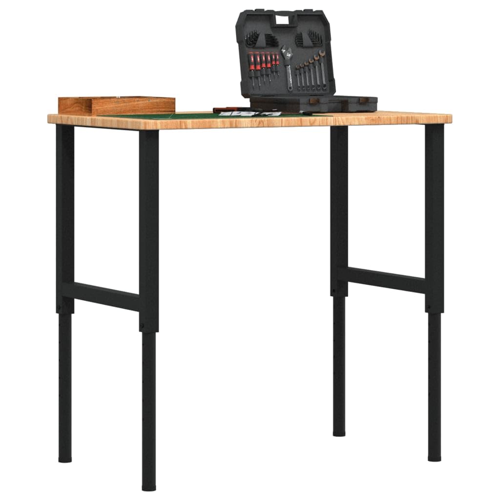 vidaXL Banco de Trabajo Rectangular Madera Maciza 100x60x(71,5-98) cm