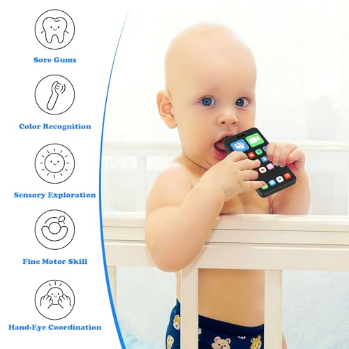 Image of Baby Silicone Teething Toys, Phone Teether Toys for Toddlers 3-18 Months, Boys Girls Babies Teething Toy, Baby Chew Toy, Freezer BPA Free