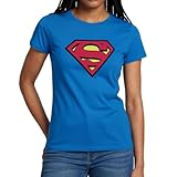 Spreadshirt DC Comics Superman Logo Classique T Shirt Femme, L, Bleu Royal