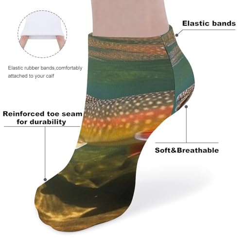 Brook Trout Fly Fishing Socks for Women Men Cotton Sock Soft Short Sock Moisture-Wicking Sock for Running Sports Sock Ankle Socks Low Cut Thin Sock3
