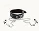 PU Leder BDSM Halsband mit verstellbaren Nippelklemmen - 52cm/20.47inch - BDSM Sexspielzeug - Erwachsenenspiel - SM Bondage Werkzeuge - BDSM Zubehör - Neuheit für Erwachsene