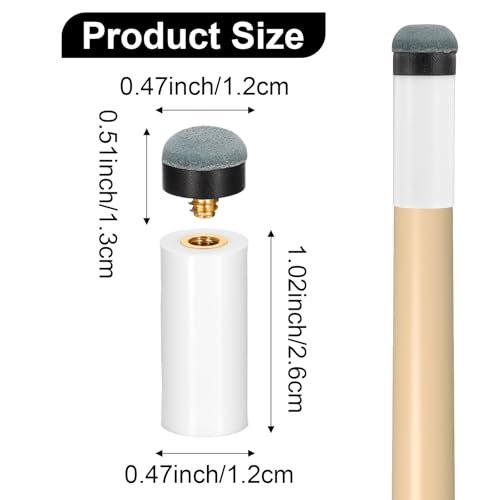 Heclia 12 Sets Billard Queue Spitzen Ersatz Schraub Tipps Pool-Stick-Spitzen Ersatz-Pool-Queue-Spitze mit weißen Pools grauen Ferrulen zum Anschrauben 12 mm Queue-Stick-Ferrulen