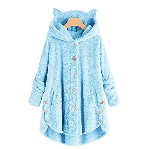 VDDTAGAM Veste Fourrure Femme Veste Polaire Femme Avec Capuche Sweat Long Femme Manteaux Femme Anorak Femme Blouson Polaire Femme Gilet Laine Femme Manteau...