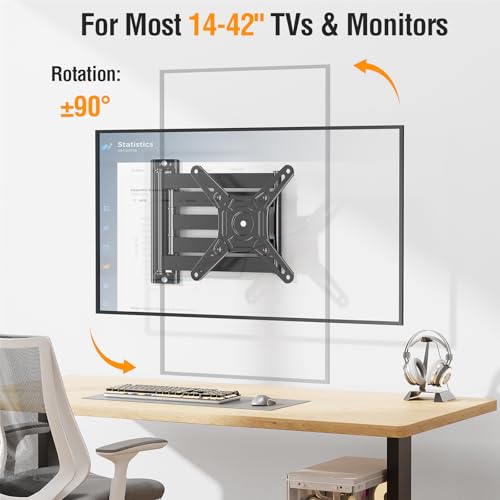 Image of ELIVED Long Arm TV Mount for 14-42 inch TVs Monitors, Max VESA 200x200