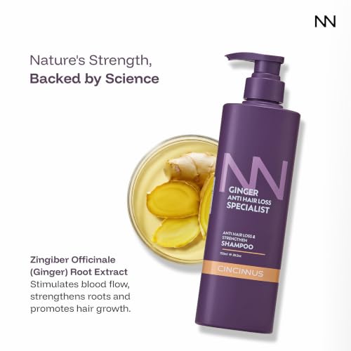 Image of Cincinnus Ginger Anti Hair Loss & Strengthening Shampoo with Camellia & Keratin | Reduces Hair Fall, Strengthens Roots | Daily Care for Weak, Thinning Hair | Growth Support (750ml)