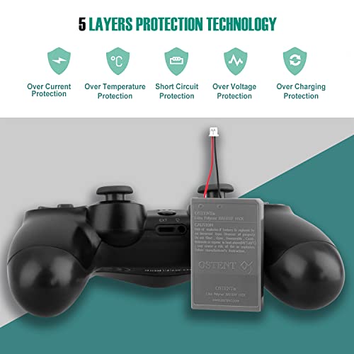 Image of OSTENT 1000mAh 3.65V 3.7Wh Rechargeable Li-ion Battery Pack Replacement for Sony PS4 Pro /Slim CUH-ZCT2 Series Bluetooth Wireless Dual Shock Controller Second Generation New Version Small Connector