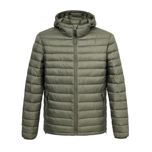 Men's Lightweight Packable Puffer Jacket Hooded Insulated Water-Resistant Winter Jackets for Ski Hiking Travel