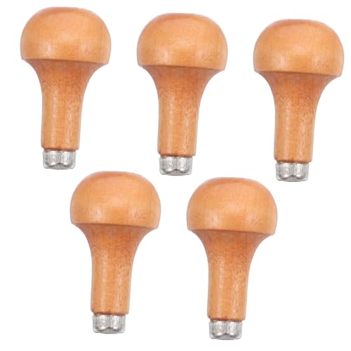 TOBBOMEY 5個木製グレーバーハンドル エルゴノミックなキノコ型グリップで安定操作 耐久性の木材と属製 彫刻や木工用ファイルハンドルに 広