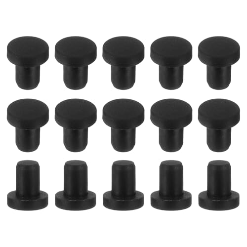 Image of uxcell 15Pcs Silicone Hole Plug, Waterproof Solid T-Shaped Rubber Stoppers Bottle Seal Tube Pipe Plug End Cap for 4.5mm /0.18 inch Hole for Bathtub Bottle, 0.24 inch Plug Height, Black