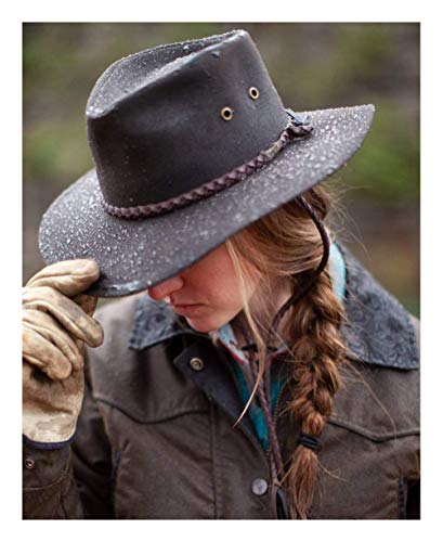 Image of Outback Trading Company Unisex 1486 Grizzly UPF 50 Waterproof Breathable Western Cotton Oilskin Hat