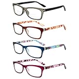 Liansan Designer Readers 4 Pairs Rectangular Plastic Frame Reading Glasses for Men and Women L3706X(+1.50)