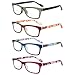 Liansan Designer Readers 4 Pairs Rectangular Plastic Frame Reading Glasses for Men and Women L3706X(+1.50)
