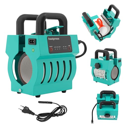 Prensa para tazas, 350 W, 220 V, prensa de sublimación con luces indicadoras, ajuste de temperatura y tiempo, prensa de calor para tazas de 10-11 oz, vasos, vasos de acero inoxidable, tazas de