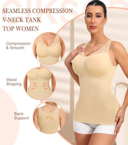 Image of Compression Tank Tops Shapewear For Women Slimming Camisole Tummy Control Tube Tops Body Shaper