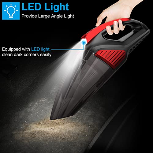 Reserwa Two-Layer Filter Car Vacuum with LED Light 7500PA 12V 16.4FT Cable Portable Handheld Auto Cleaner - Wet & Dry Use